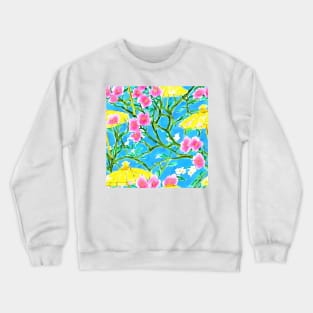 Cherry blossom and yellow umbrellas Crewneck Sweatshirt